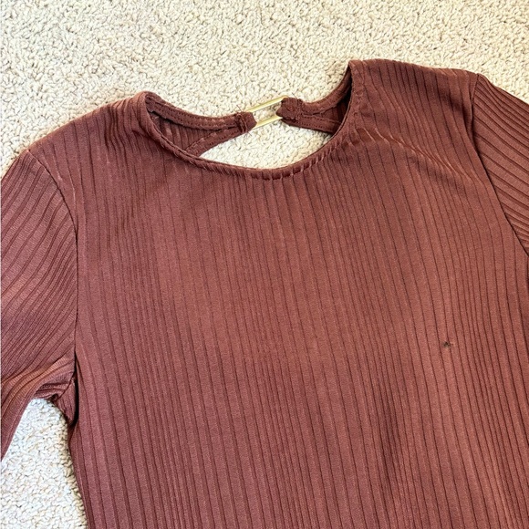 asos stradivarius rose brown ribbed long sleeve top - Picture 5 of 13